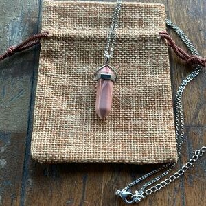 Rhodonite Point Necklace Rhodonite Necklace Crystal Point Necklace